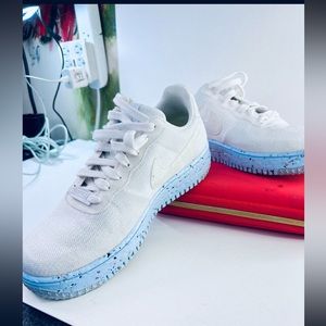 Nike Air Force 1 Low Crater FlyknitWhite Ice Blue ( Youth Size 8)